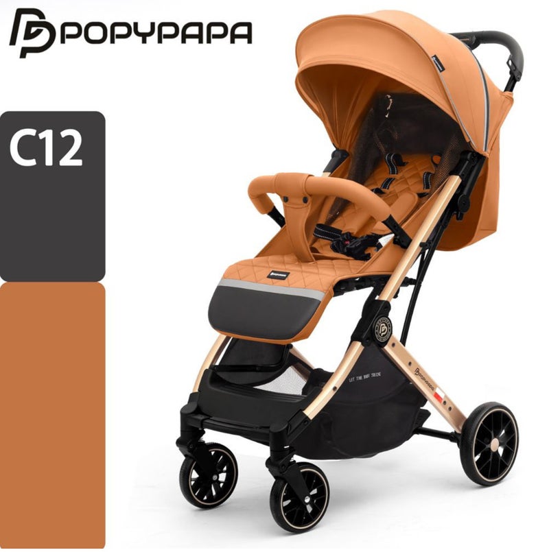 POPYPAPA C12 Baby Stroller | Baby Stroller with Large Wheels, Multi-Position Recline Seat, Extendable Canopy, 5-Point Harness, Front Swivel Wheels, Storage Basket | Baby Pushchair Stroller - Image 2